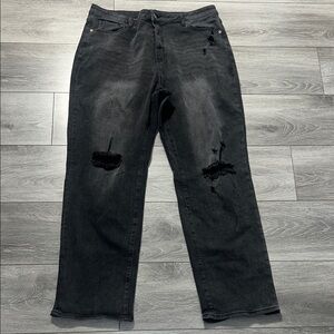 Fashion Nova Charcoal Distressed Jeans